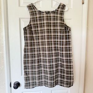 Vintage Plaid Sleeveless Boxy Layering Grunge 90s Dress
